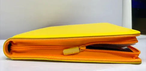 Generic 2-Tone Zippered 9-Pocket Yellow With Orange Zipper