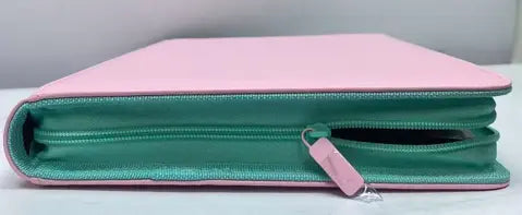 Generic 2-Tone Zippered 9-Pocket Pink With Teal Zipper
