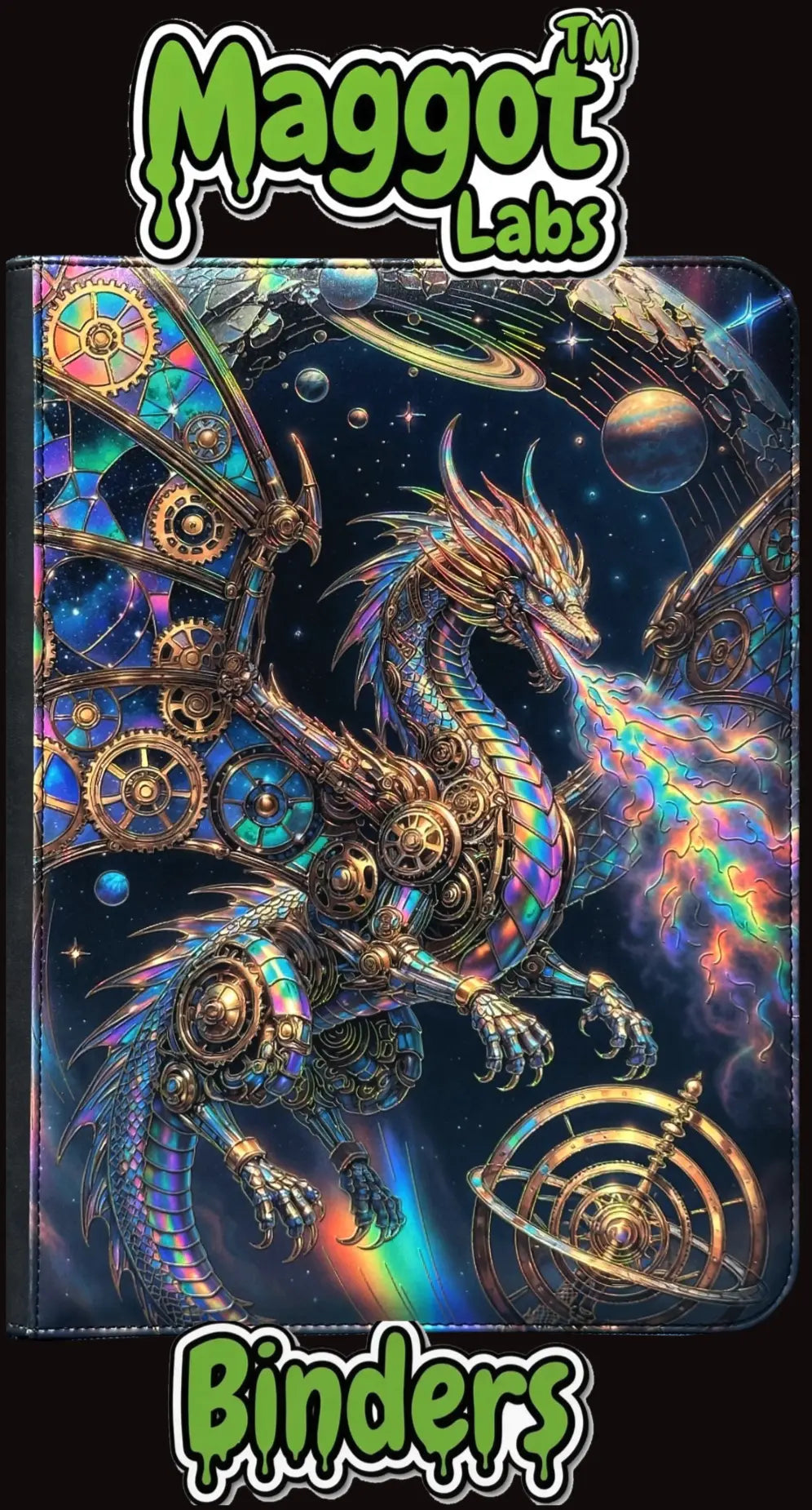 Maggot Labs™ 9-Pocket Zippered Binder: Aetherforge Dragon - Clockwork Sovereign
