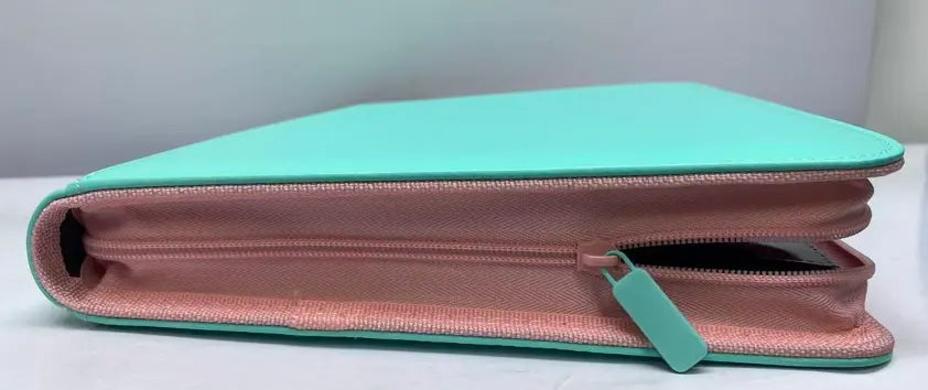 Generic 2-Tone Zippered 9-Pocket Mint Green With Pink Zipper