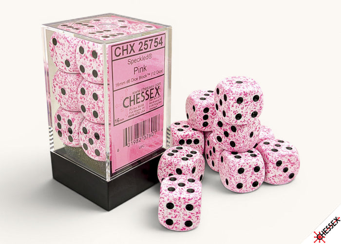Chessex: 12CT Speckled Pink 16mm D6 Dice Cube
