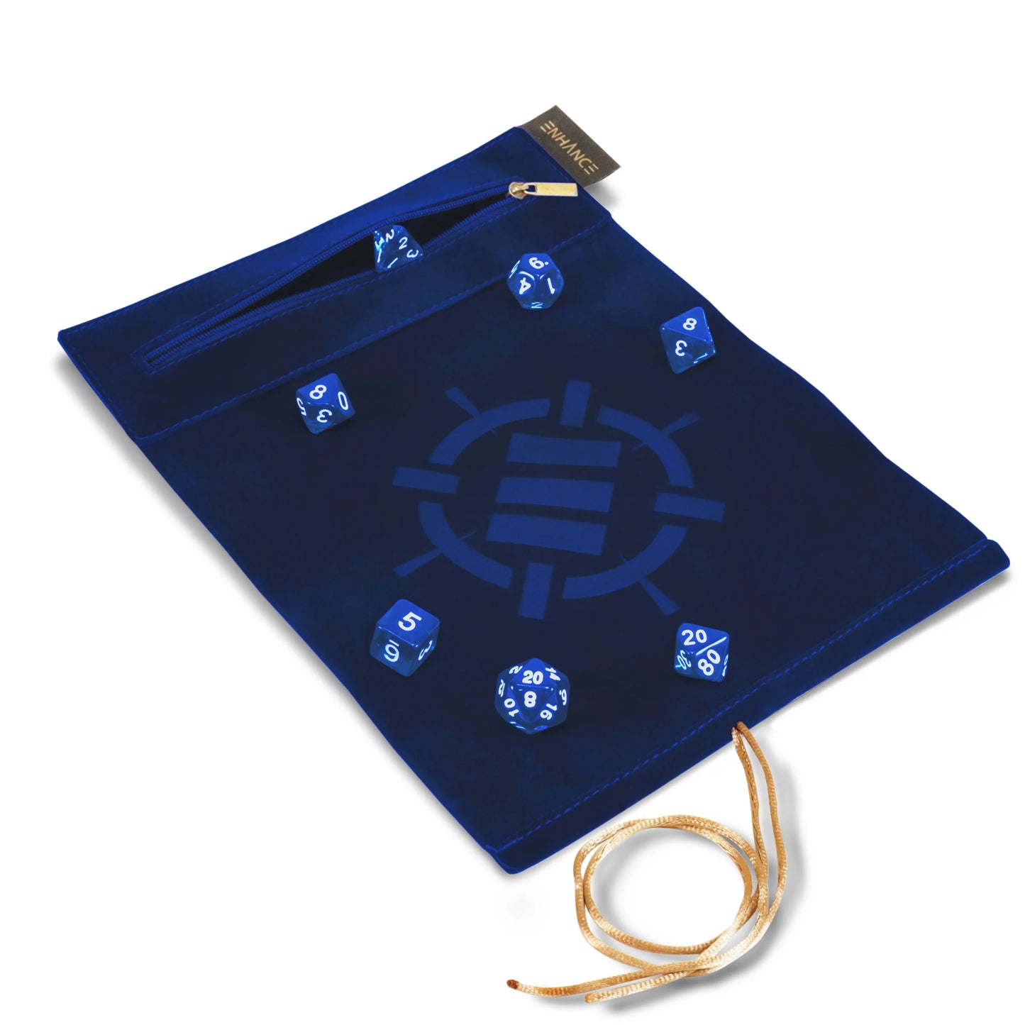 ENHANCE Roll on a Scroll Dice Rolling Mat & 7pc Acrylic Dice Set