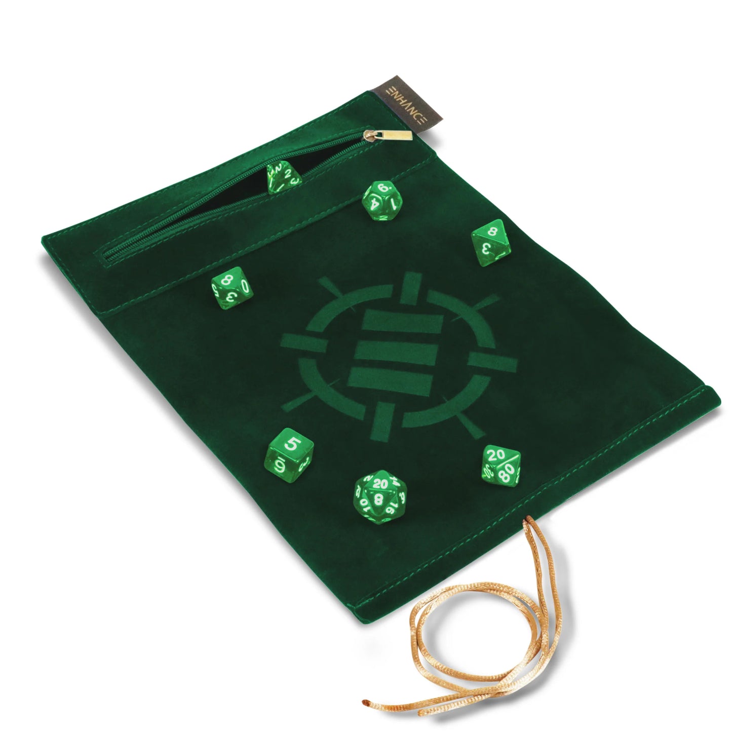 ENHANCE Roll on a Scroll Dice Rolling Mat & 7pc Acrylic Dice Set