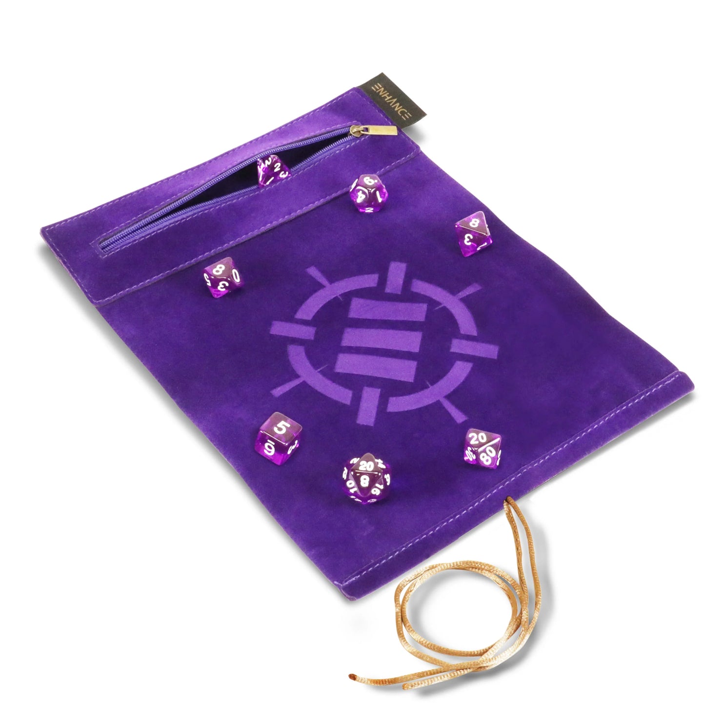 ENHANCE Roll on a Scroll Dice Rolling Mat & 7pc Acrylic Dice Set
