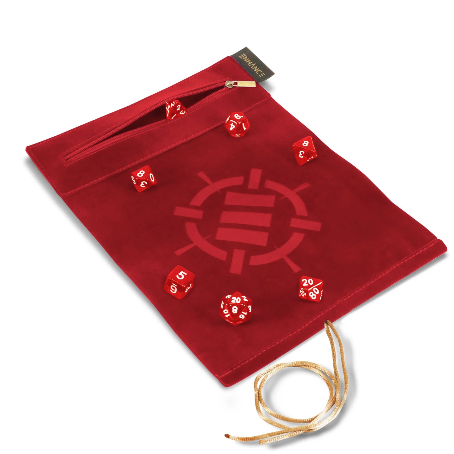 ENHANCE Roll on a Scroll Dice Rolling Mat & 7pc Acrylic Dice Set