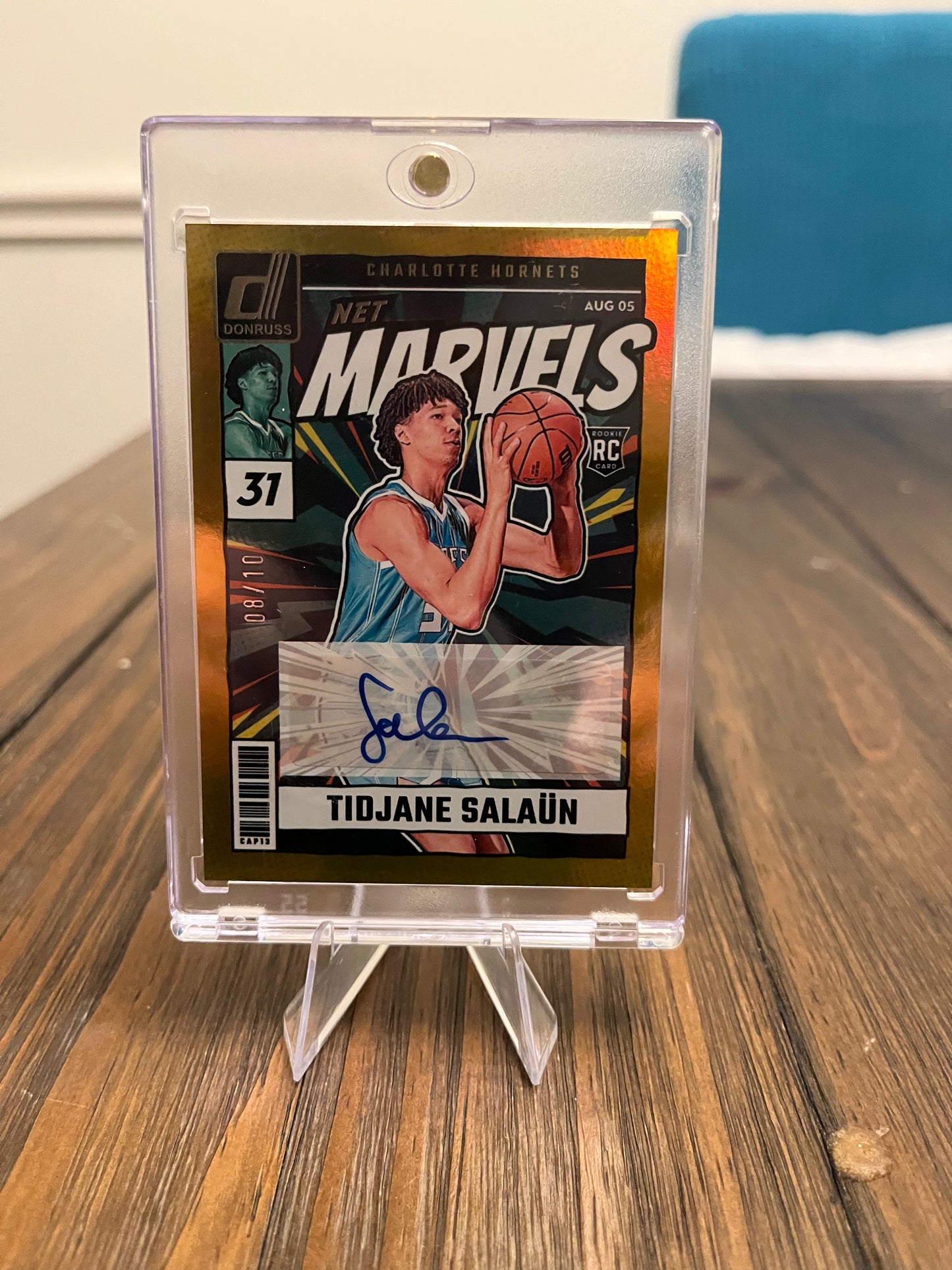 2024-24 Donruss Tidjane Salaun Gold Net Marvels Rookie Auto /10