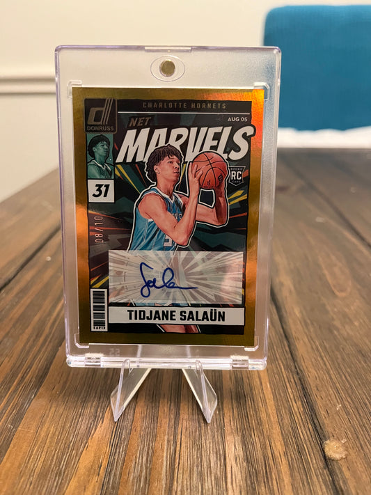 2024-24 Donruss Tidjane Salaun Gold Net Marvels Rookie Auto /10
