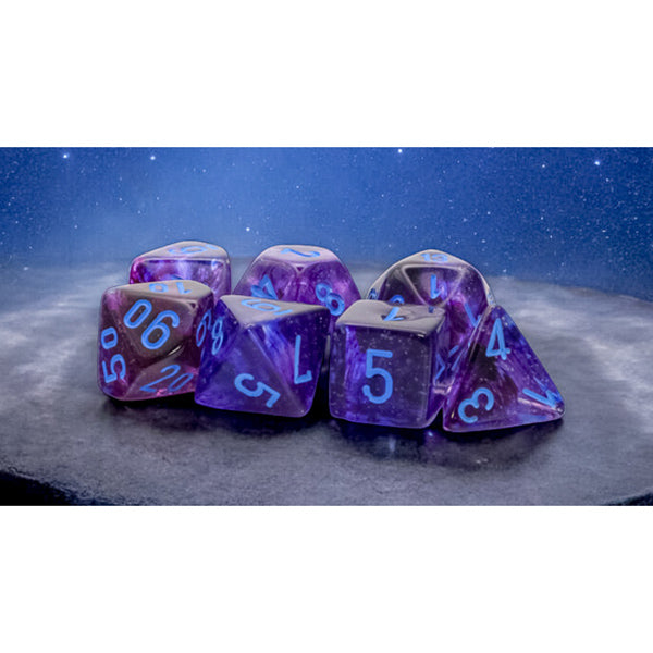 Chessex 7-Die Set Mega- Hedrals Nebula Luminary: Nocturnal/Blue