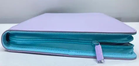 Generic 2-Tone Zippered 9-Pocket Light Purple With Light Blue Zipper