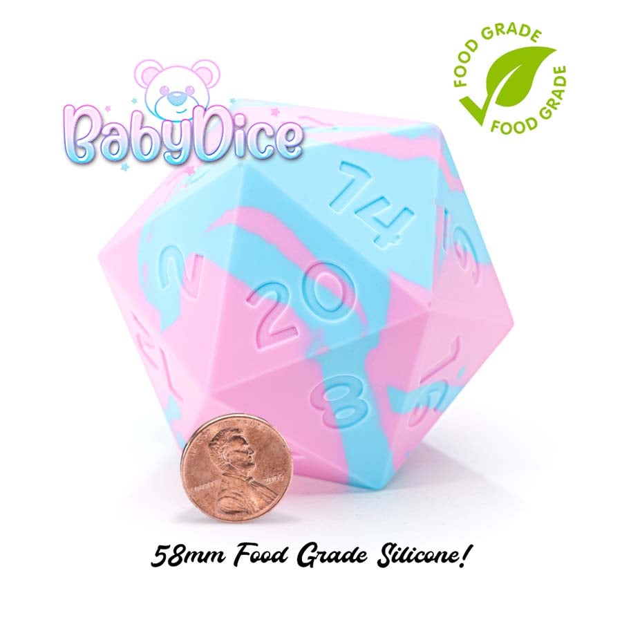 Random EnCounter Baby Dice Silicone 58mm - Baby Blue/Powder Pink Swirls
