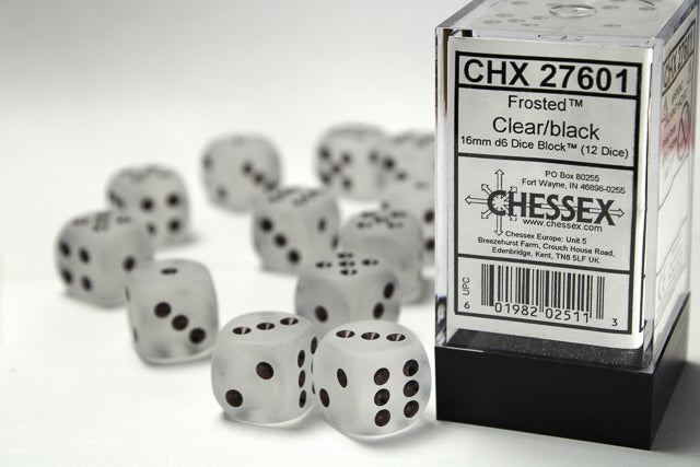 Chessex Frosted 16mm d6 Dice (12 Dice)