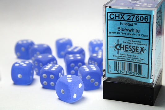 Chessex Frosted 16mm d6 Dice (12 Dice)