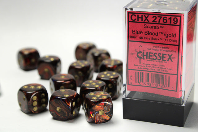 Chessex Scarab 16mm d6 Dice (12 Dice)