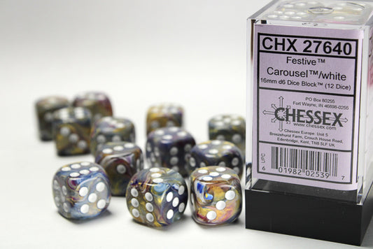 Chessex Festive 16mm d6 Dice (12 Dice)