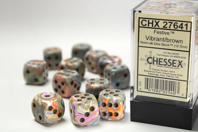 Chessex Festive 16mm d6 Dice (12 Dice)