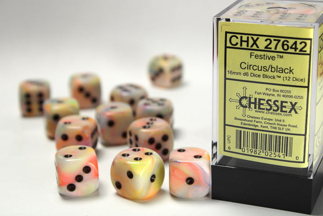 Chessex Festive 16mm d6 Dice (12 Dice)