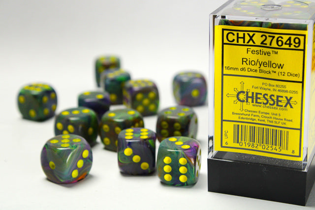 Chessex Festive 16mm d6 Dice (12 Dice)
