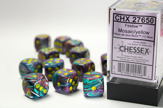 Chessex Festive 16mm d6 Dice (12 Dice)