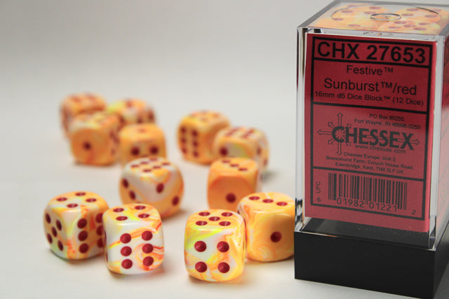 Chessex Festive 16mm d6 Dice (12 Dice)