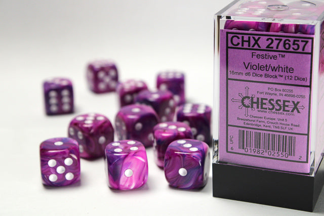 Chessex Festive 16mm d6 Dice (12 Dice)
