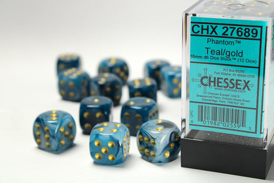 Chessex Phantom 16mm d6 Dice (12 Dice)