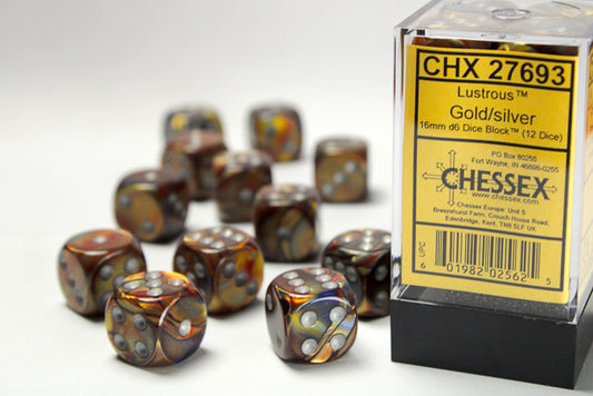 Chessex Lustrous 16mm d6 Dice (12 Dice)