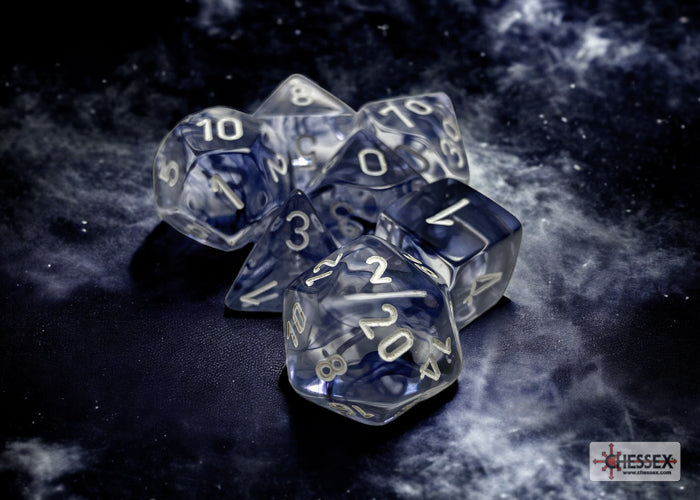 Chessex Nebula Black/white Polyhedral 7-Dice Set