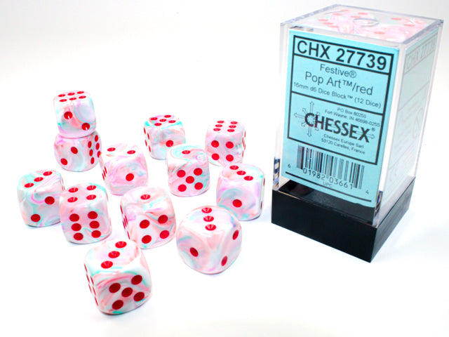 Chessex Festive 16mm d6 Dice (12 Dice)
