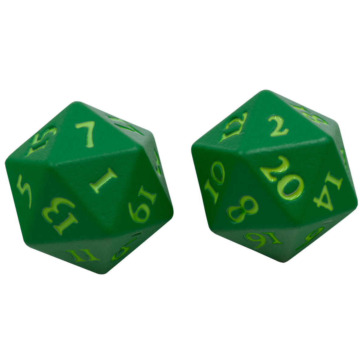 Ultra PRO Vivid Heavy Metal Dice - Green - two 20-sided metal dice