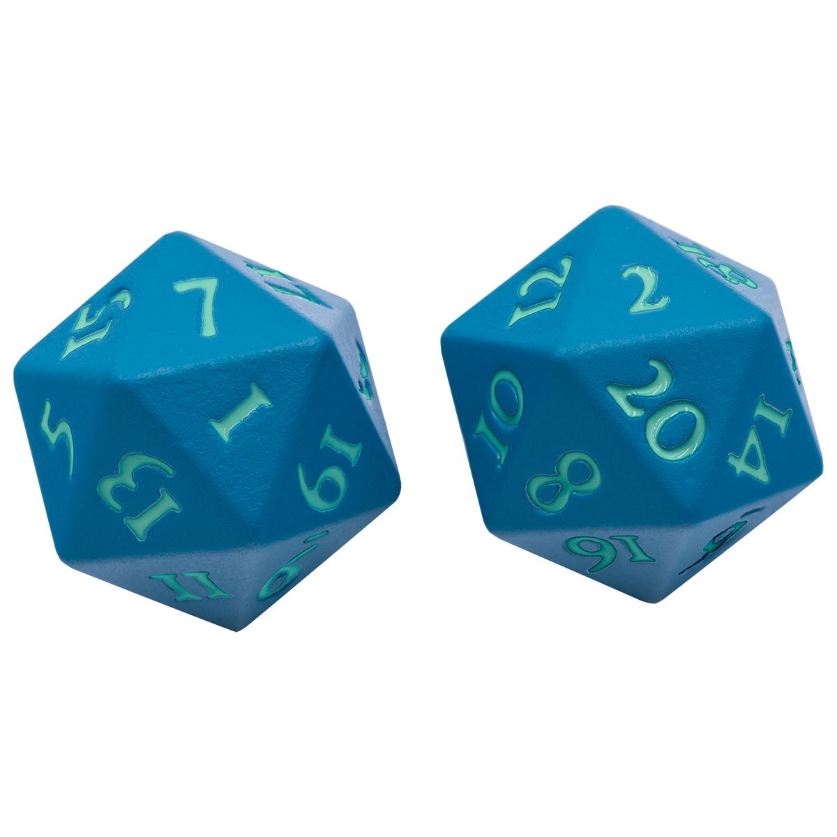 Ultra PRO Vivid Heavy Metal Dice - Teal - two 20-sided metal dice