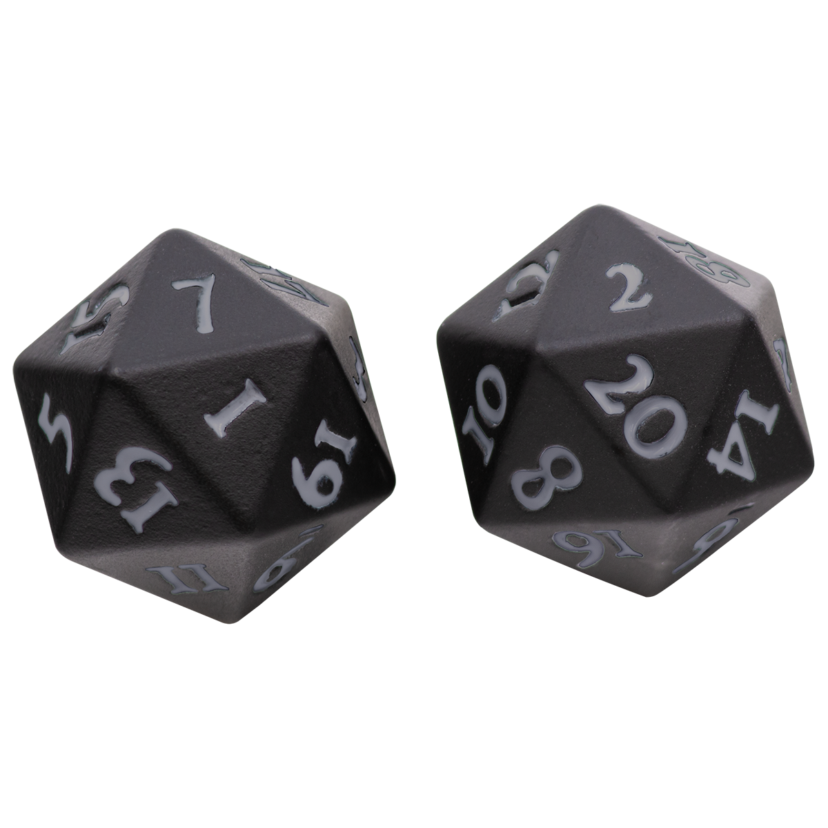 Ultra PRO Vivid Heavy Metal Dice - Black - two 20-sided metal dice