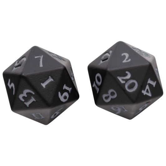Ultra PRO Vivid Heavy Metal Dice - Black - two 20-sided metal dice