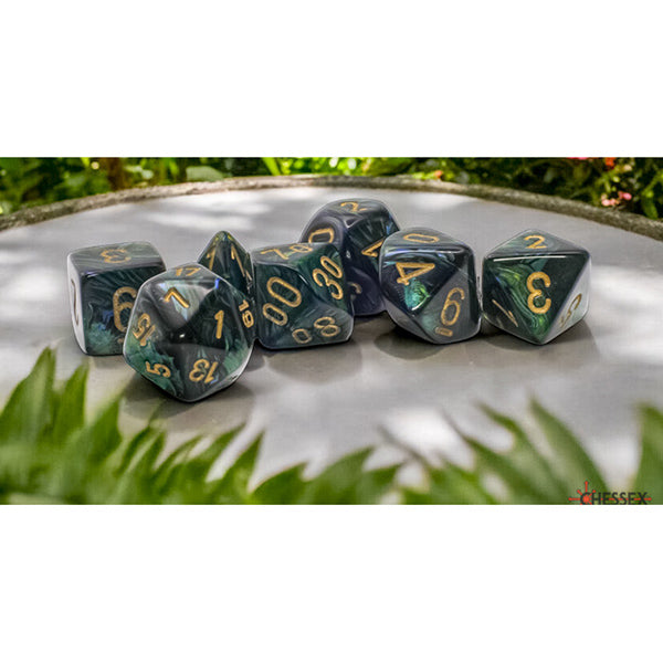 Chessex 7-Die Set Mega-Hedrals Scarab: Jade/Gold