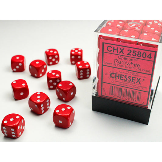 Chessex 12mm 36d6 Opaque: Red/White