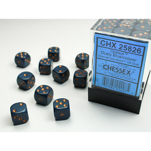 Chessex 12mm 36d6 Opaque: Dusty Blue/Copper