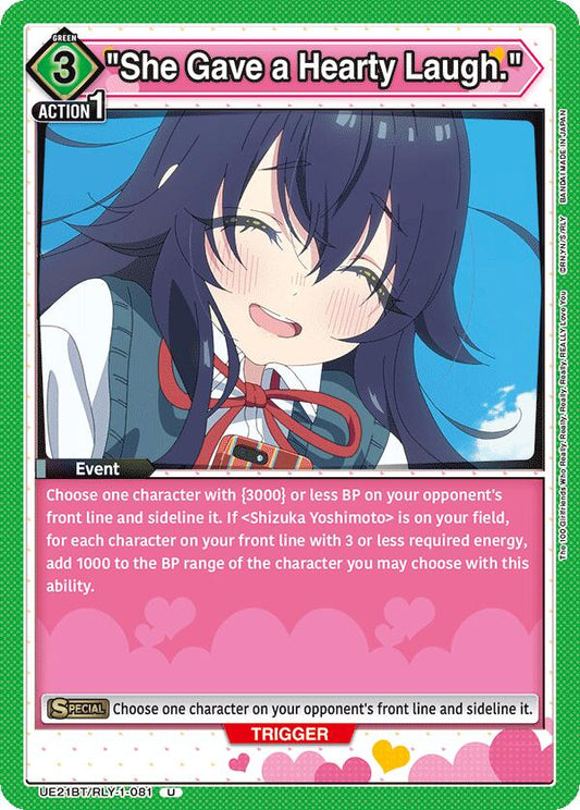 "She Gave a Hearty Laugh."
