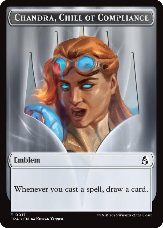 Emblem - Chandra, Chill of Compliance // Emblem - Chandra, Torch of Defiance Double-Sided Token