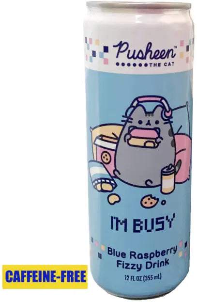 Pusheen I'm Busy Blue Raspberry Fizzy Drink