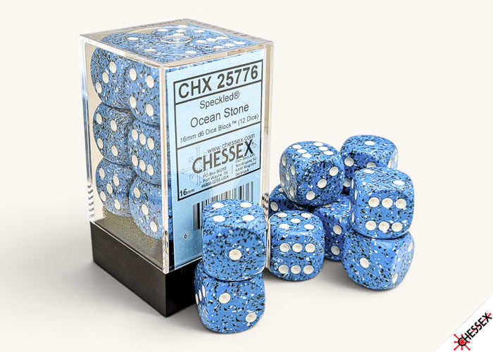 Chessex: 12CT Speckled Ocean Stone 16mm D6 Dice Cube