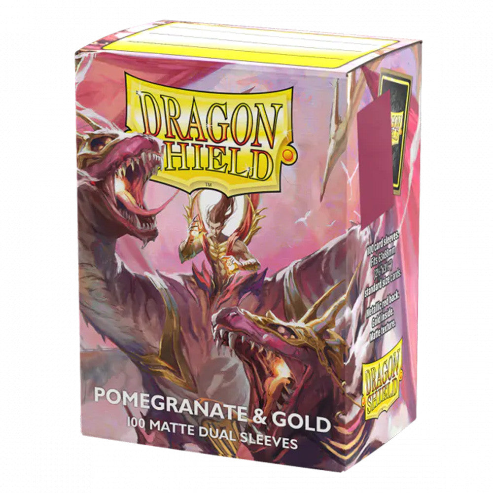 Dragon Shield Sleeves: Standard DUAL- Matte Pomegranate & Gold (100 ct.)