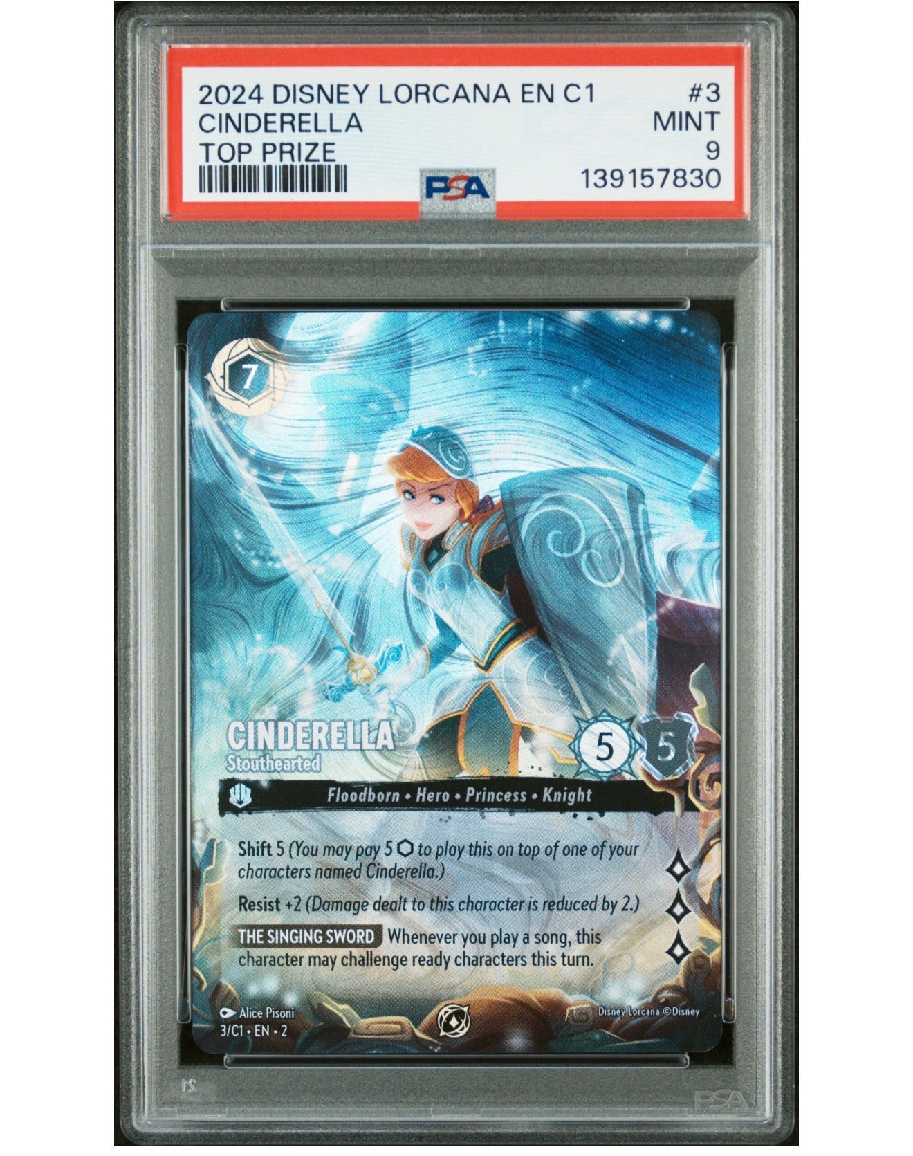 Disney Lorcana Cinderella Top Prize PSA 9