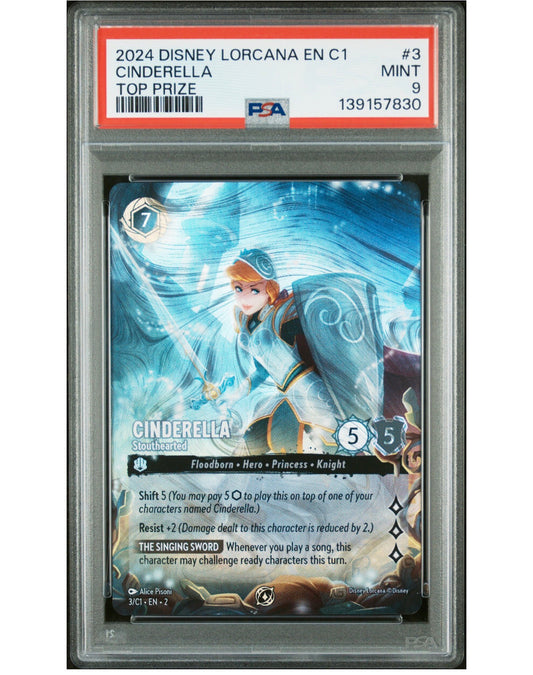 Disney Lorcana Cinderella Top Prize PSA 9