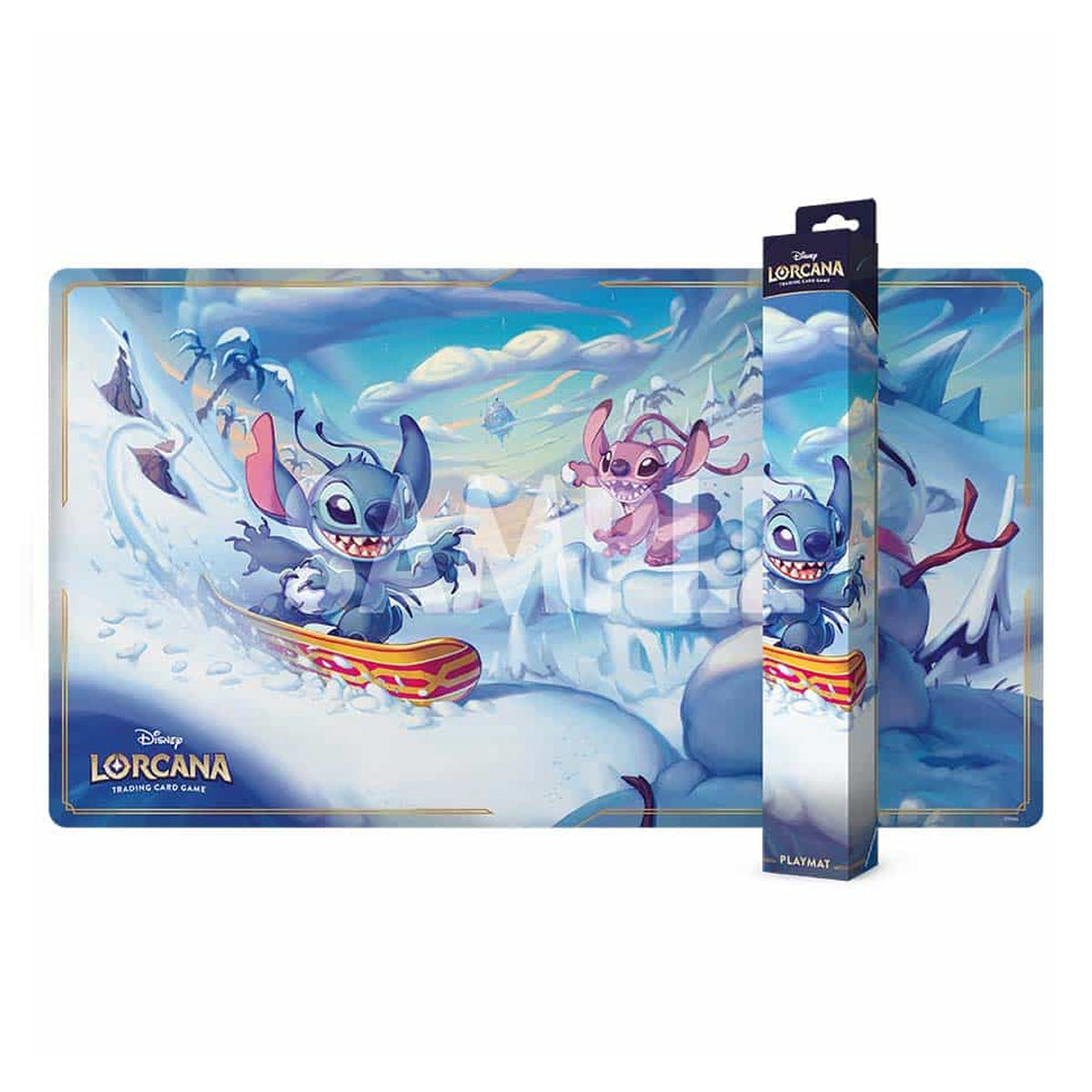 Disney Lorcana Hyperia City Playmat Snowboarding Stitch