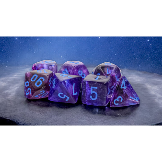 Chessex 7-Die Set Mega- Hedrals Nebula Luminary:  Nocturnal/Blue