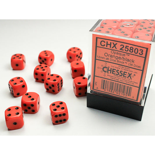 Chessex 12mm 36d6 Opaque: Orange/Black