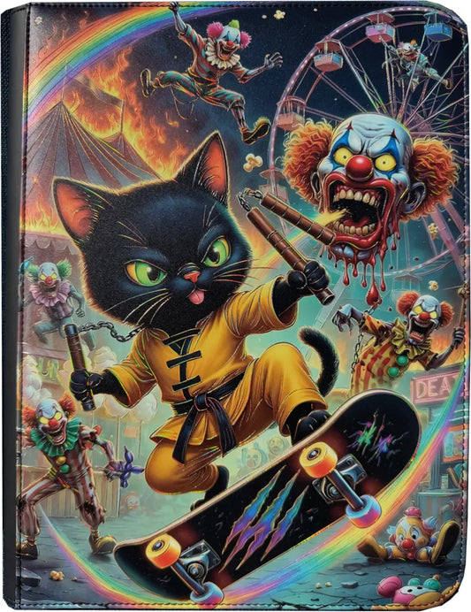 Maggot Labs™ 9-Pocket Zippered Binder: Midnight Meow-Fu