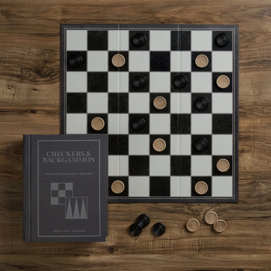 Checkers & Backgammon Vintage Bookshelf Edition