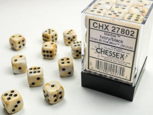 Chessex Marble 12mm d6 Dice Set
