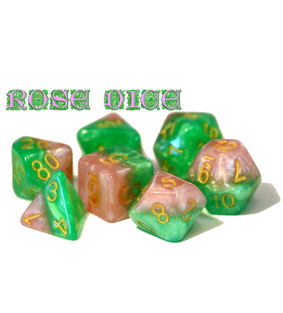 7 Die Set: Rose Halfsies Dice