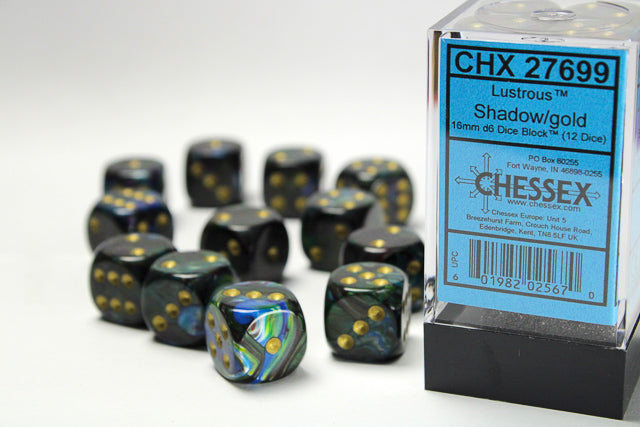 Chessex Lustrous 16mm d6 Dice (12 Dice)